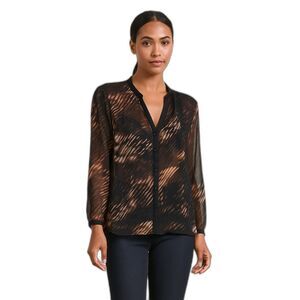 Carmen Marc Valvo sheer button up MEDIUM